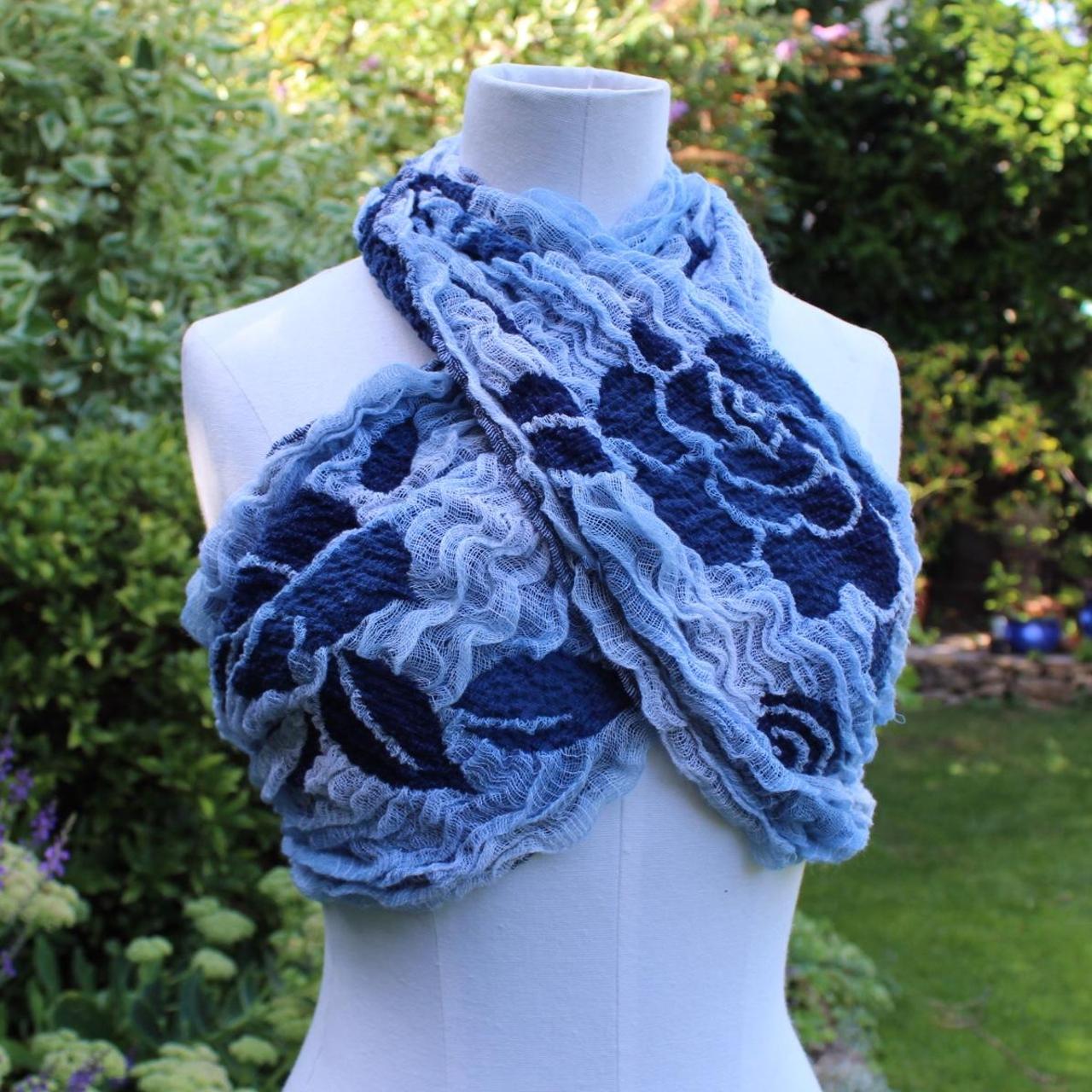 Ethereal whimsical knitted scarf 🕊 boho fairy blue... - Depop