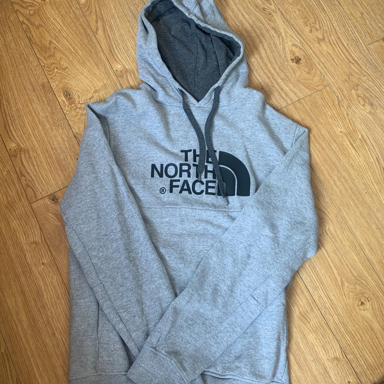 The North Face Men's Grey and Black Hoodie | Depop