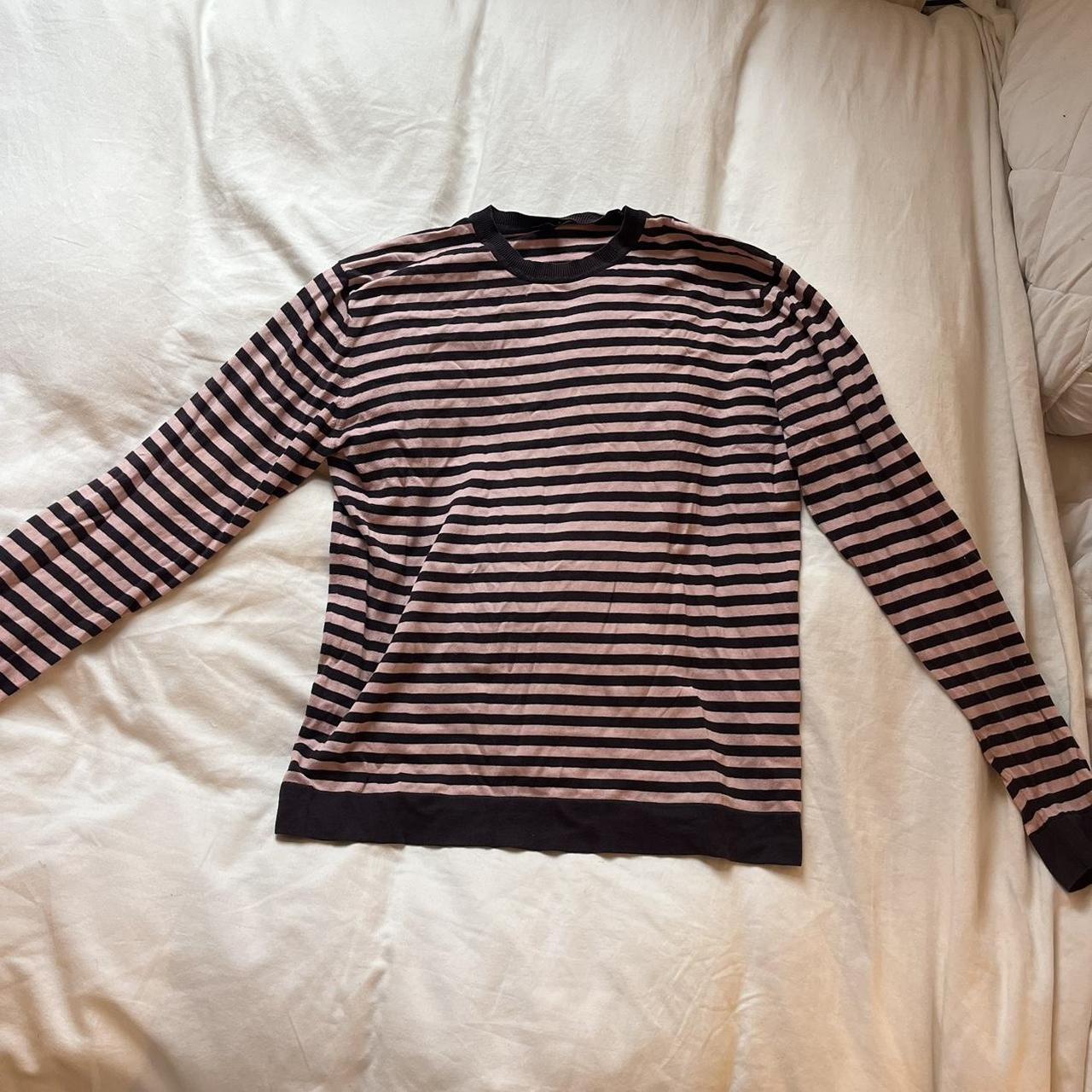 Paul Smith pink and navy striped sweater long sleeve... - Depop