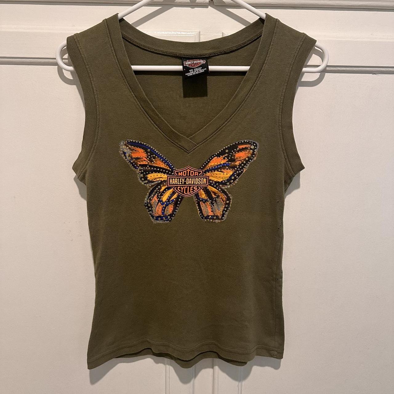 Vintage popular Harley Davidson Tank Top butterflies