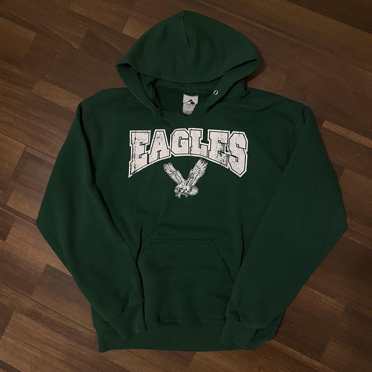 1990s Pullover NFL Eagles Hoodie • green with black - Depop