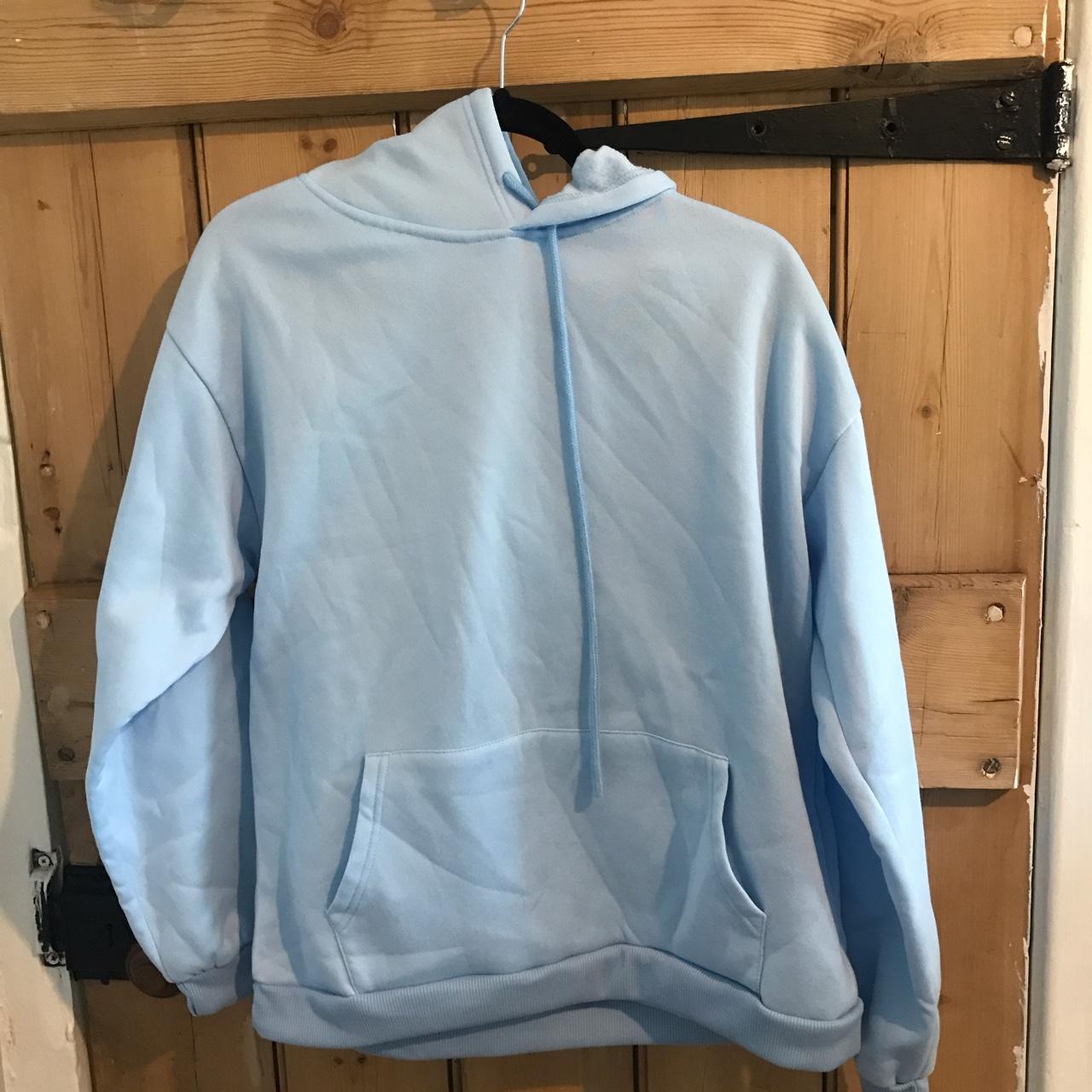 Shein Light Blue Hoodie Hooded Jumper Worn perfect... - Depop