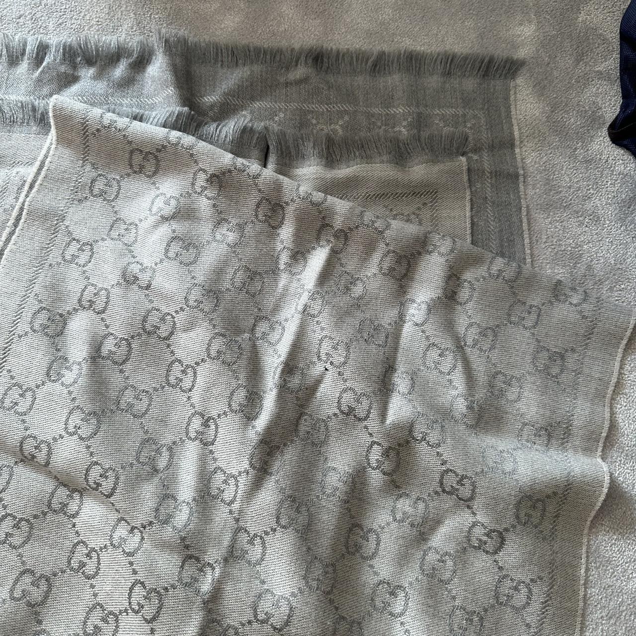 pale grey gucci scarf authentic bought a while... - Depop