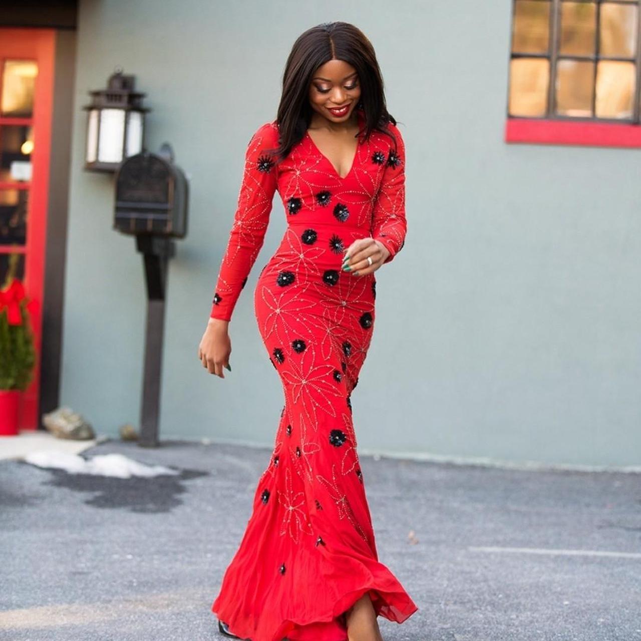 Introducing our exquisite Red Beaded Maxi Dress a. Depop