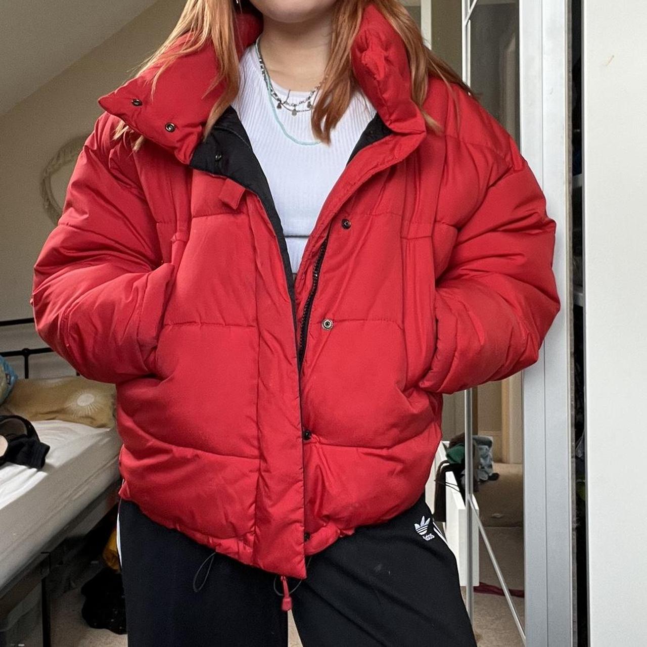 Red puffer jacket Urban outfitters Size xs Signs of... Depop