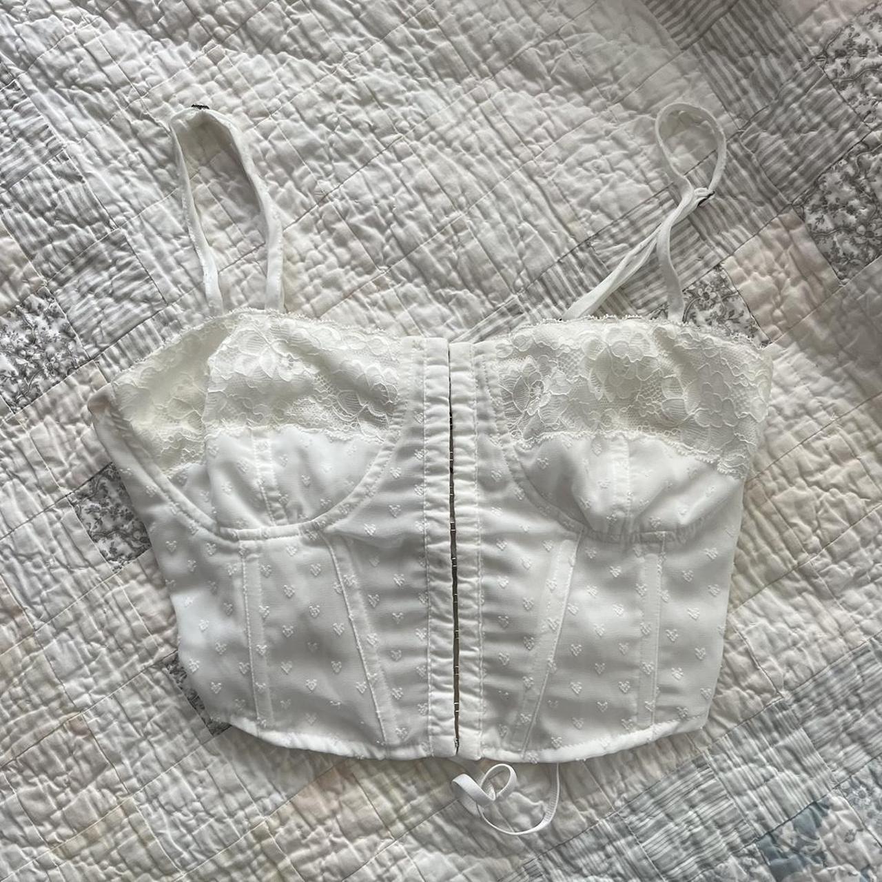 adorable, white lace cropped corset top! this is... - Depop