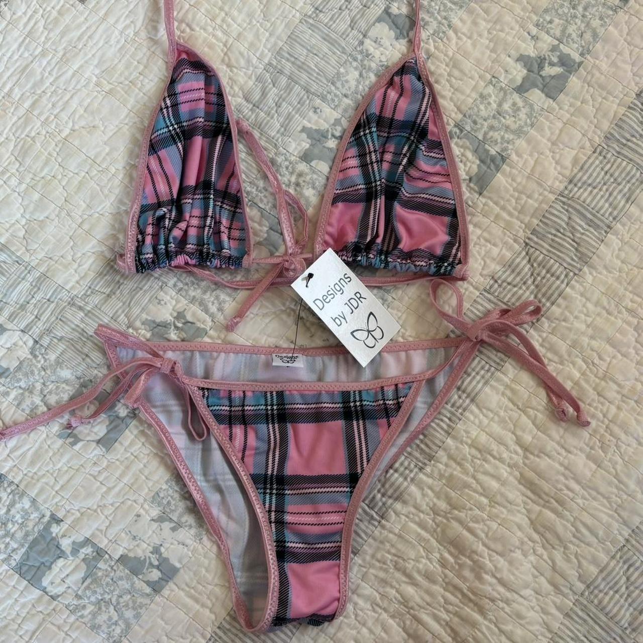 Pink plaid bikini online