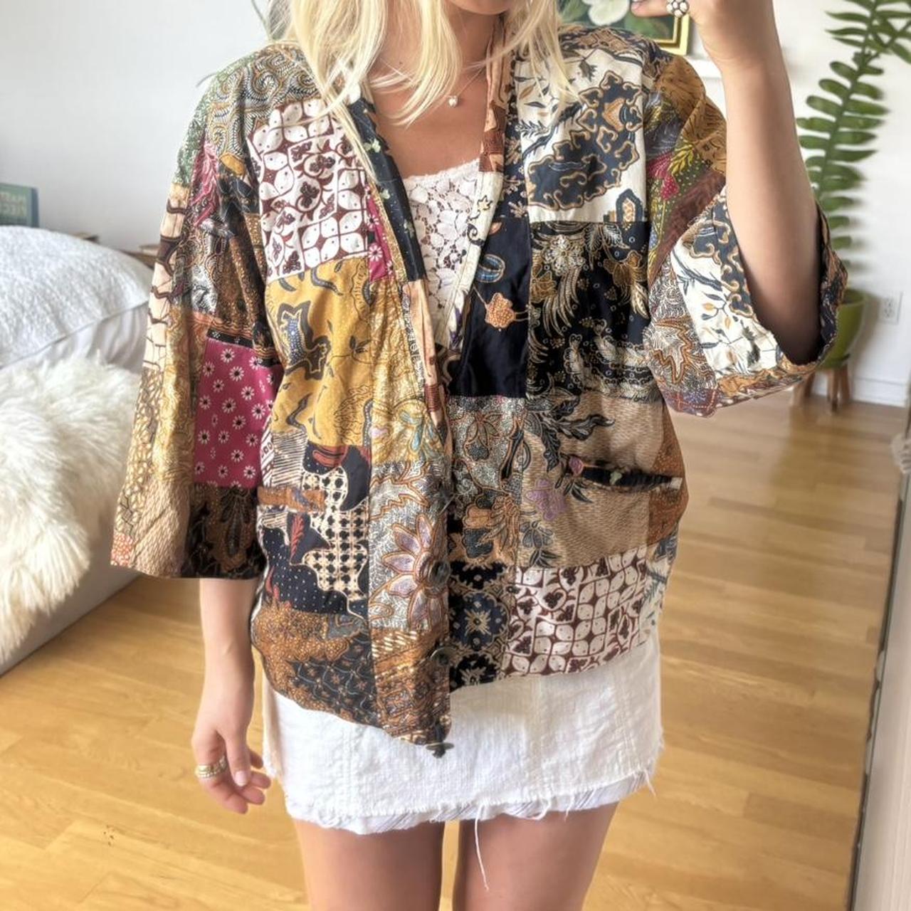 Women's Jacket - Multi/Brown - M – patchwork Bohe… - image 3