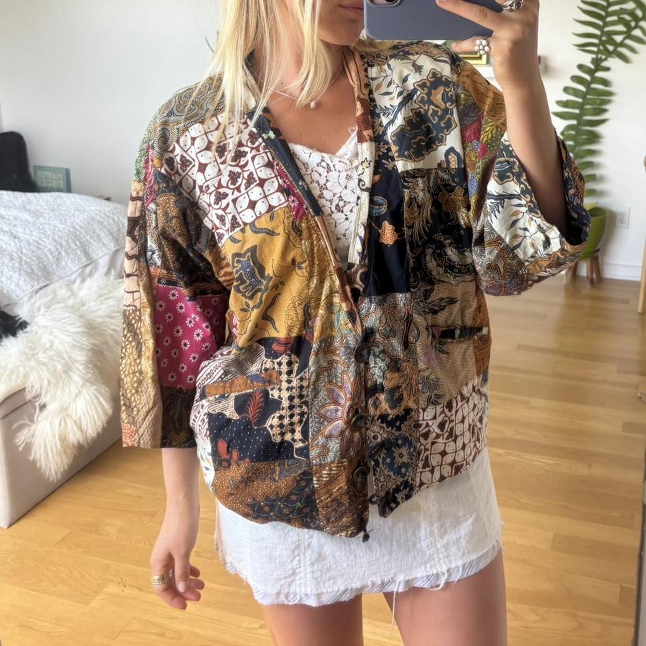 Women's Jacket - Multi/Brown - M – patchwork Bohe… - image 7