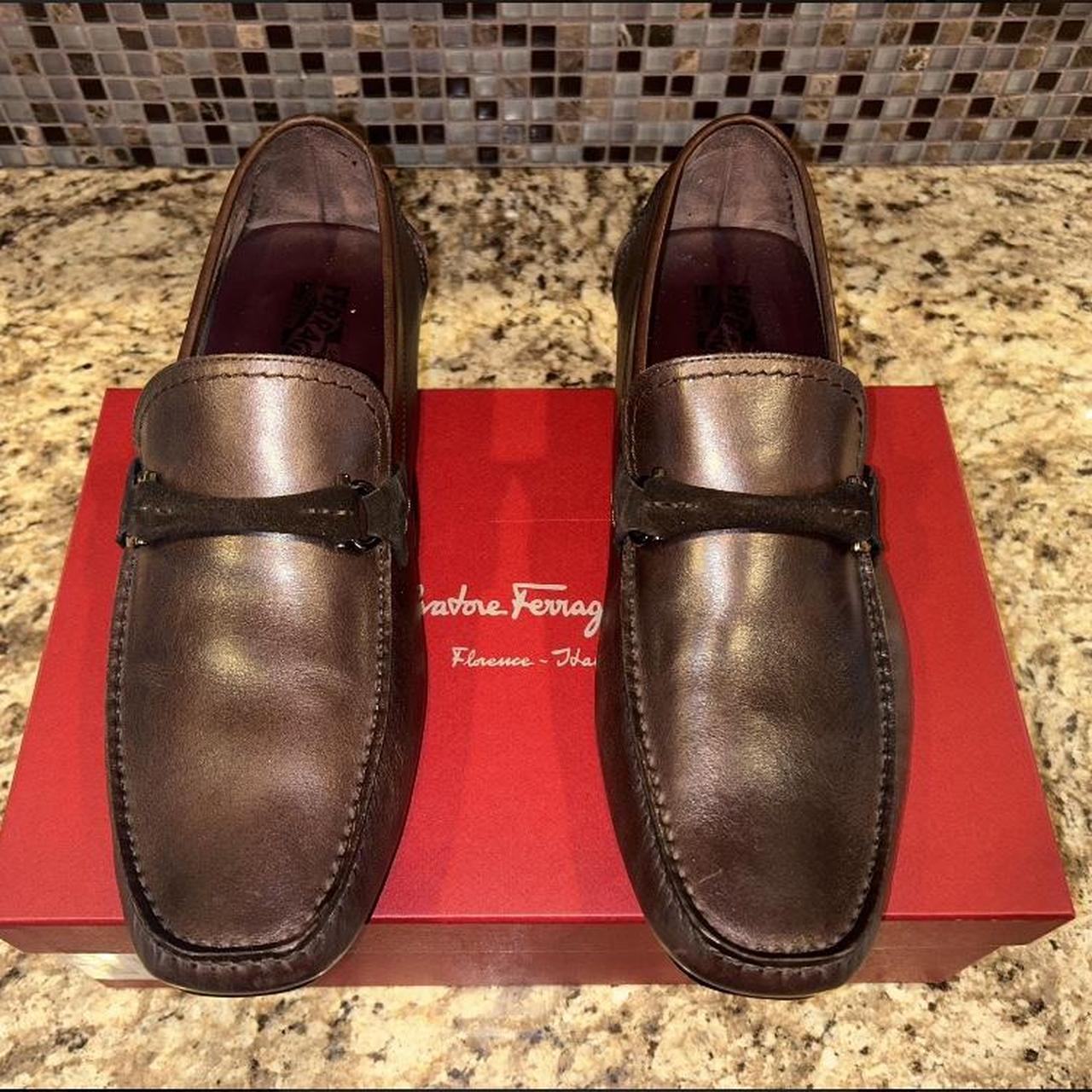 Salvatore Ferragamo men’s loafers in hickory brown...