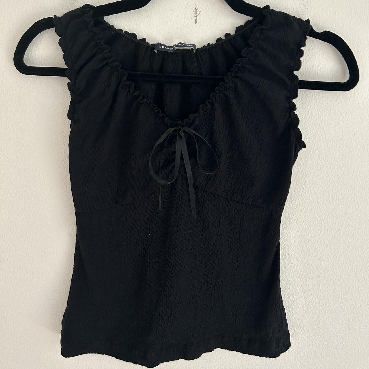 Brandy Melville Malena Top in Black Measurements: 19... - Depop