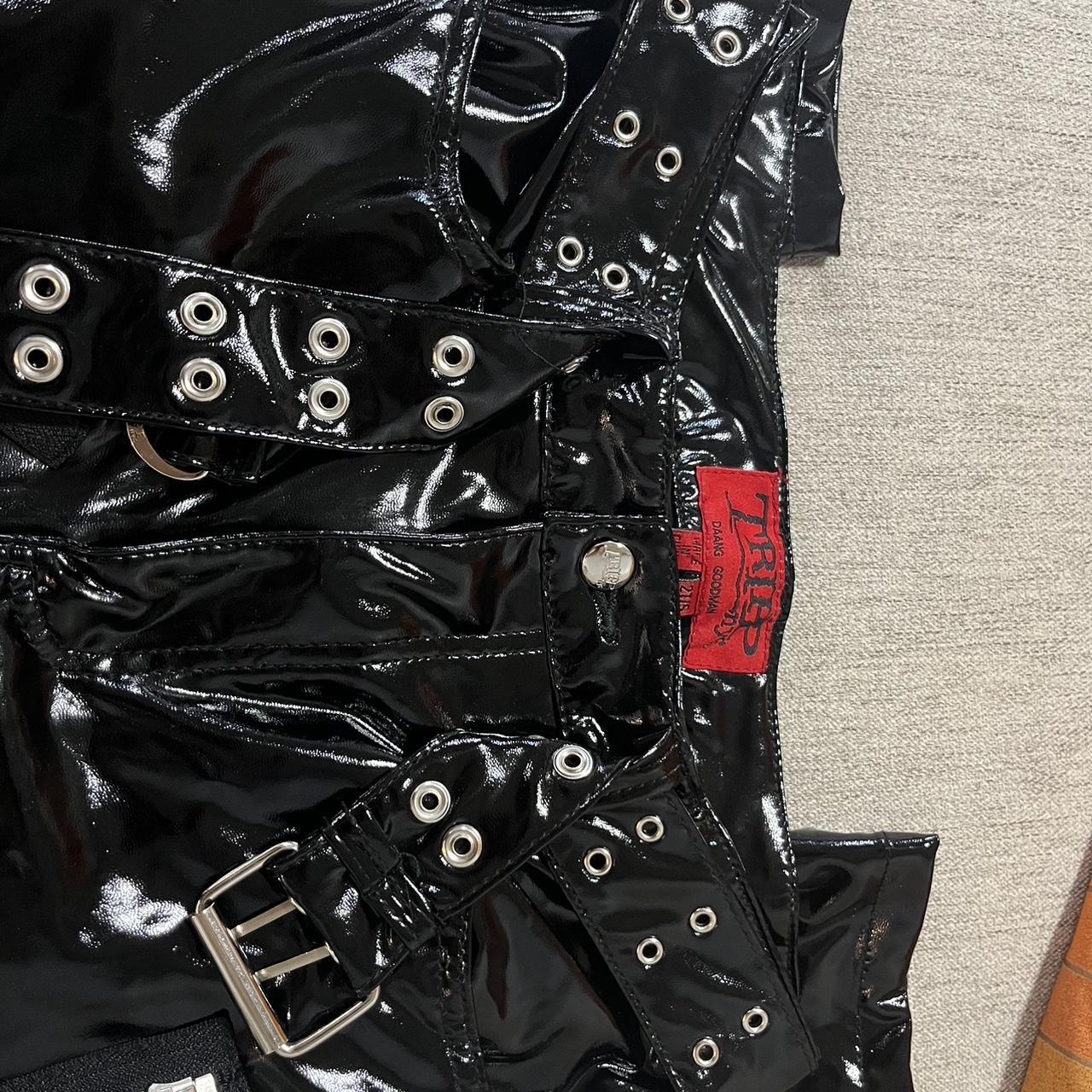 Tripp NYC pants. Black vinyl pants with zipper, belt... Depop