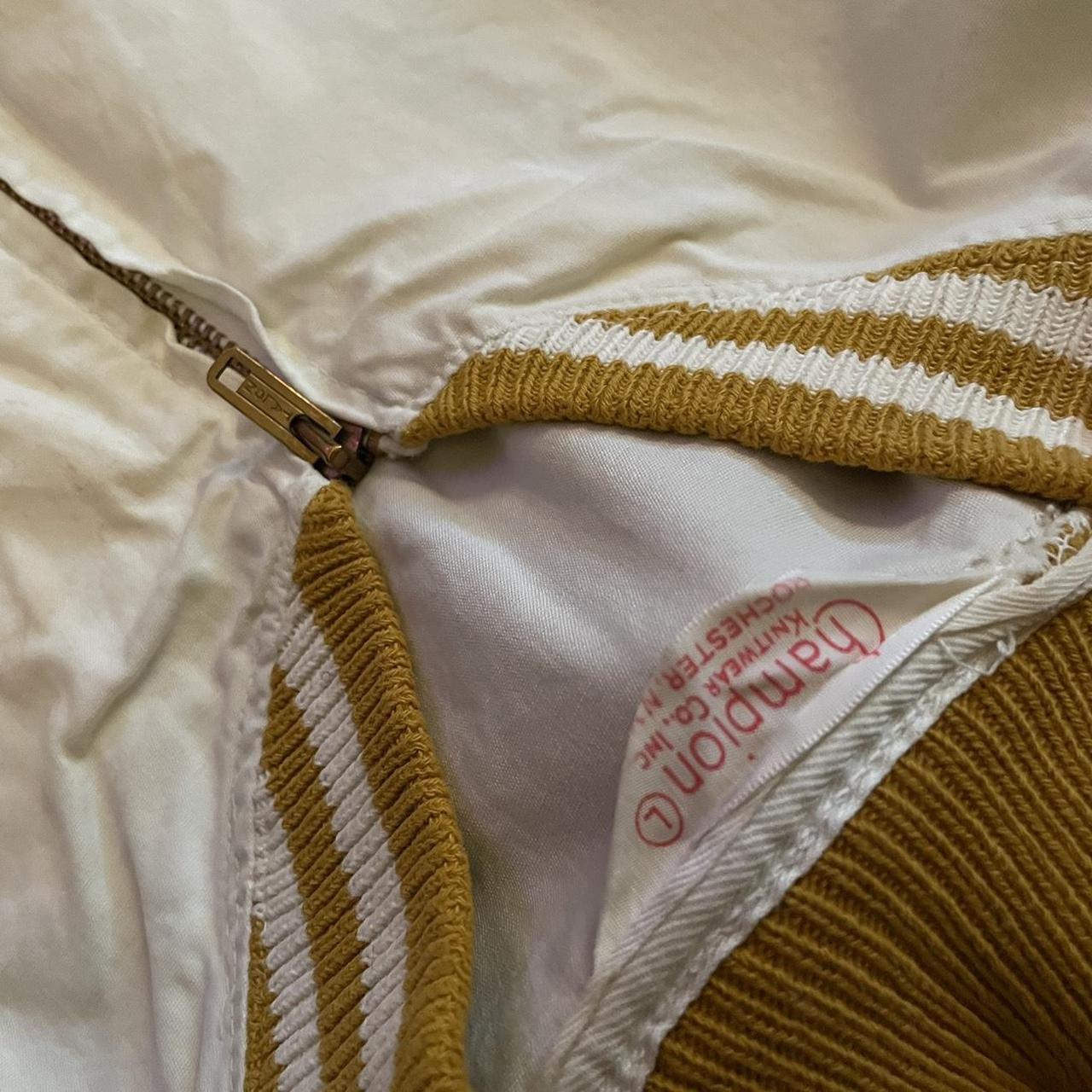 1960s Tech varsity jacket White with mustard... Depop