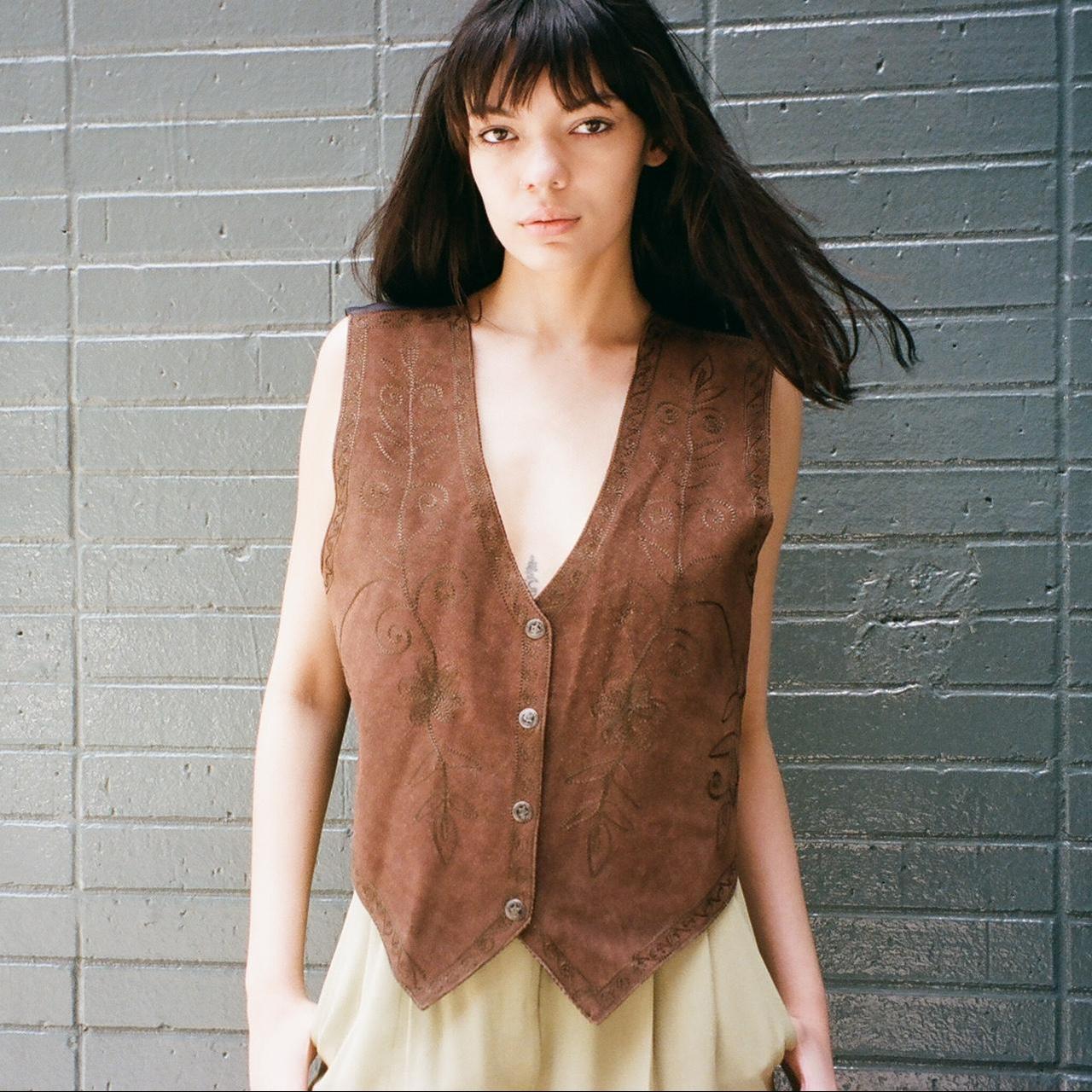 Suede leather sale vest womens