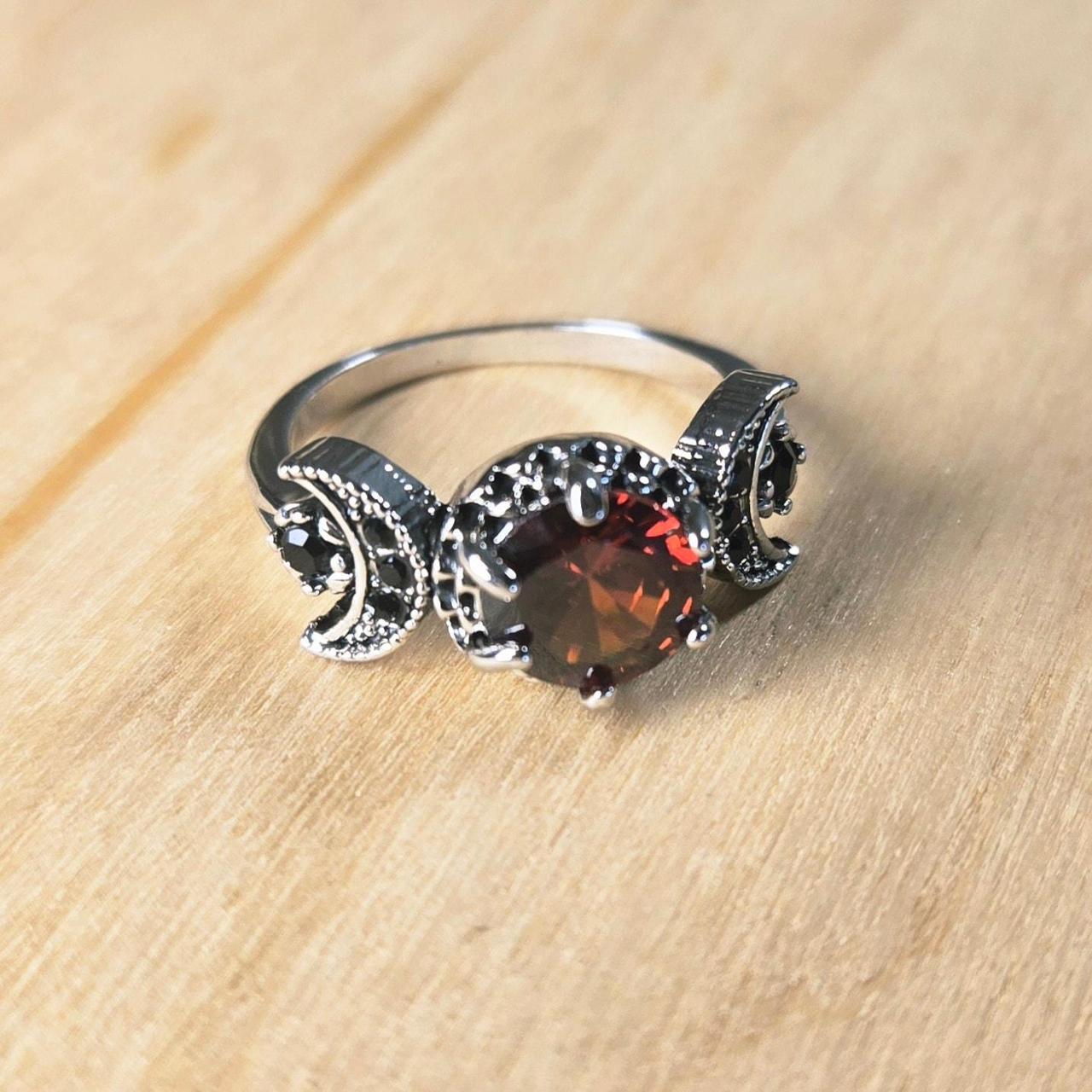 Source Unknown Women's Ring - Silver/Red – Size 5… - image 1