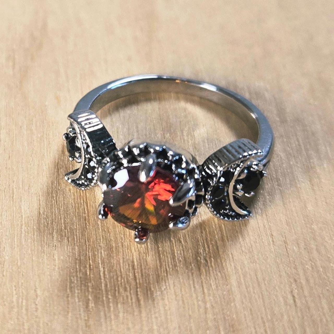 Source Unknown Women's Ring - Silver/Red – Size 5… - image 2