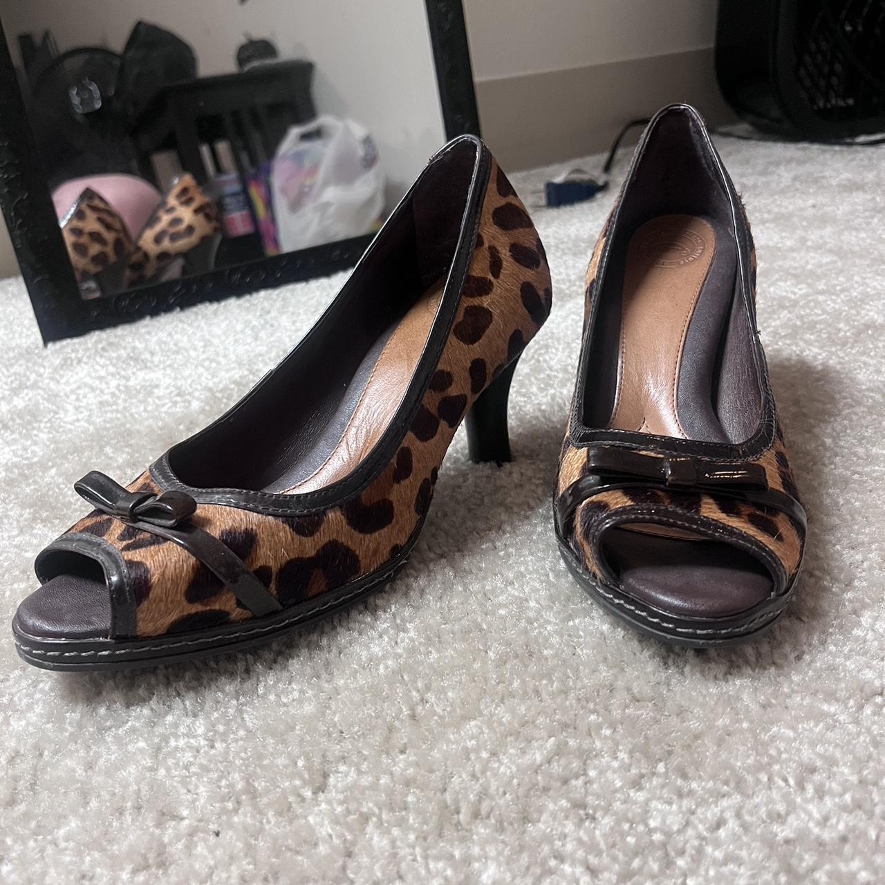 Cheetah open toe heels hotsell