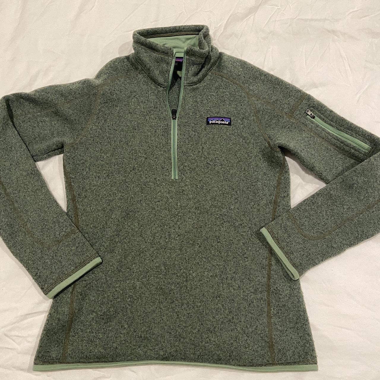 Patagonia quarter-zip in green/forest with arm... - Depop