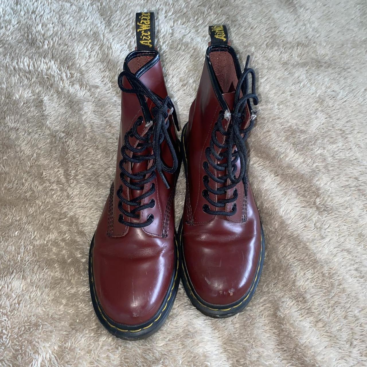 Maroon Doc Martens 1460 Cherry Smooth Leather 🍒... - Depop