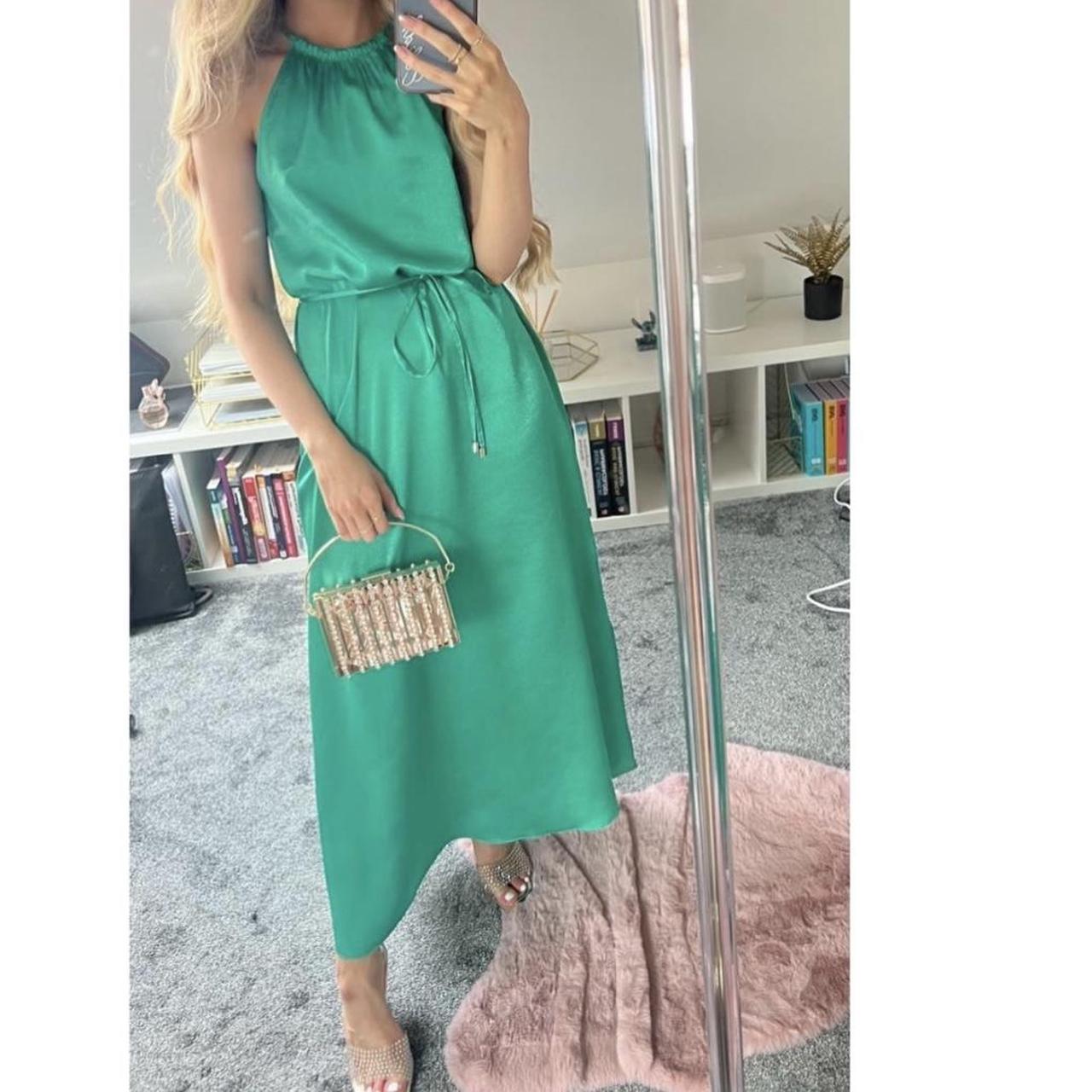 Green Ted Baker midaxi dress. Worn for a few hours... - Depop