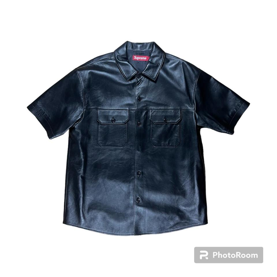 Supreme S/S Leather Work Shirt Size medium - Depop