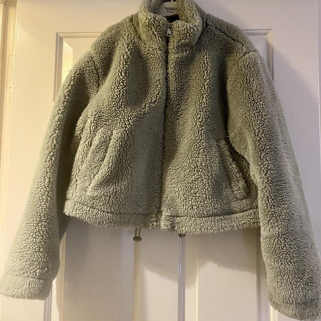 primark green teddy coat