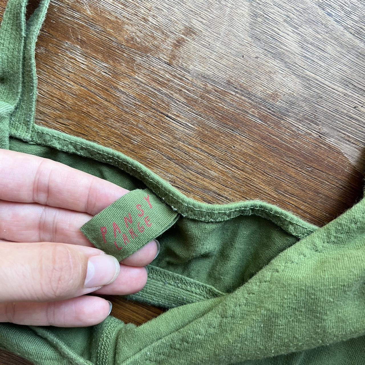 Green Pansy co cotton bra Size large Slight... Depop
