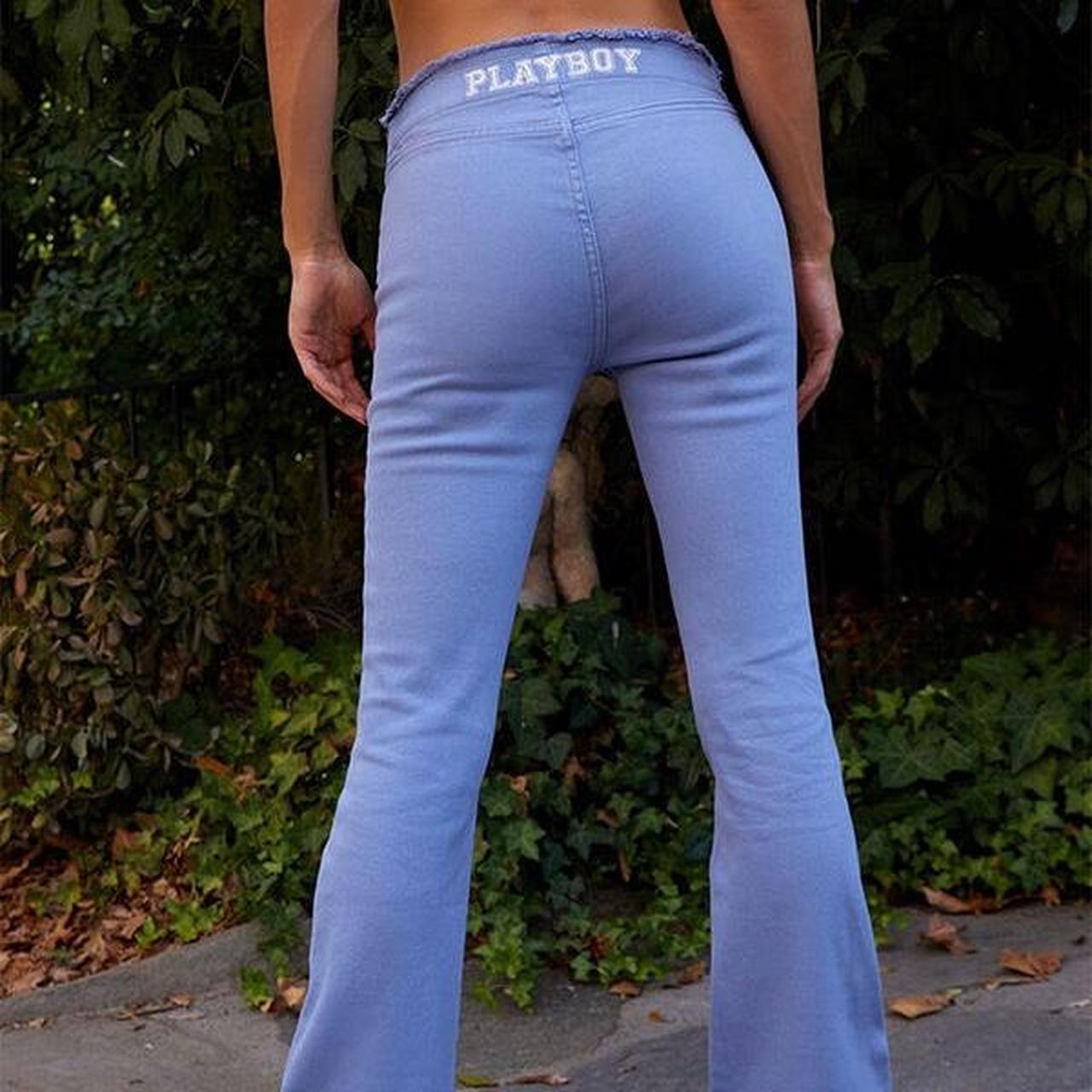 Periwinkle Low Rise Bootcut Jeans from Playboy by - Depop