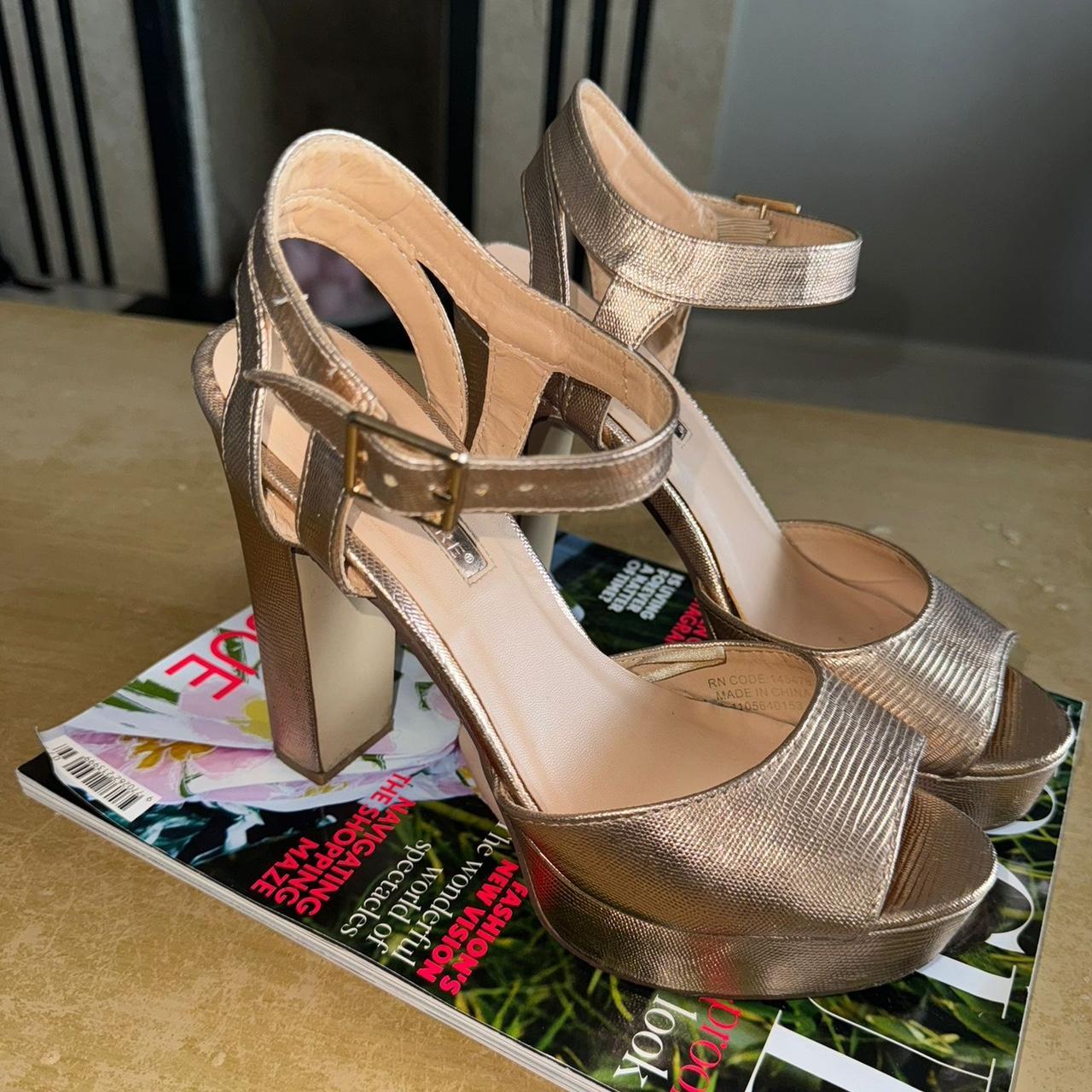 Rose Gold chunky heels. Size 5 Depop