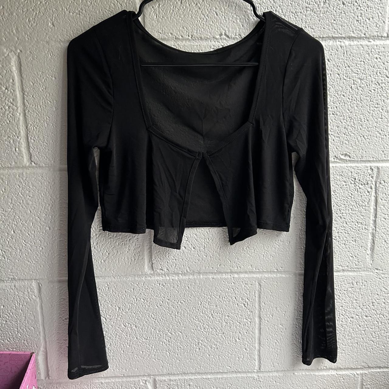 women’s cropped sheer top - Depop