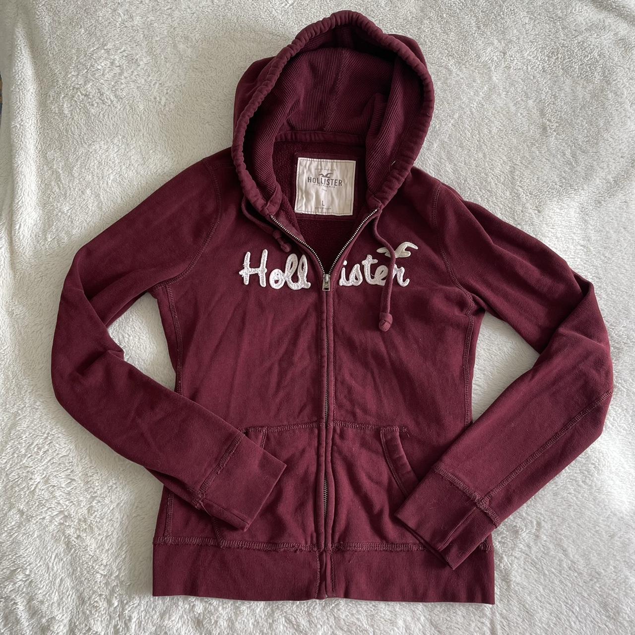 Hollister Hoodie Full Zip Red Sweater Women's Size Medium Good