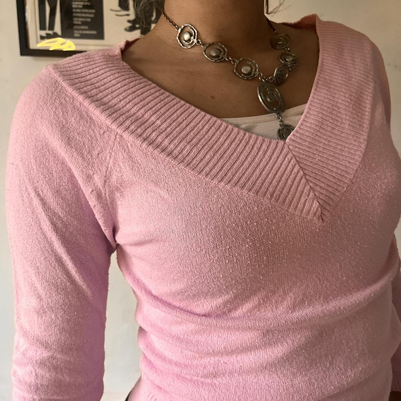 Y K Jane Norman Baby Pink V Neck Jumper With Depop