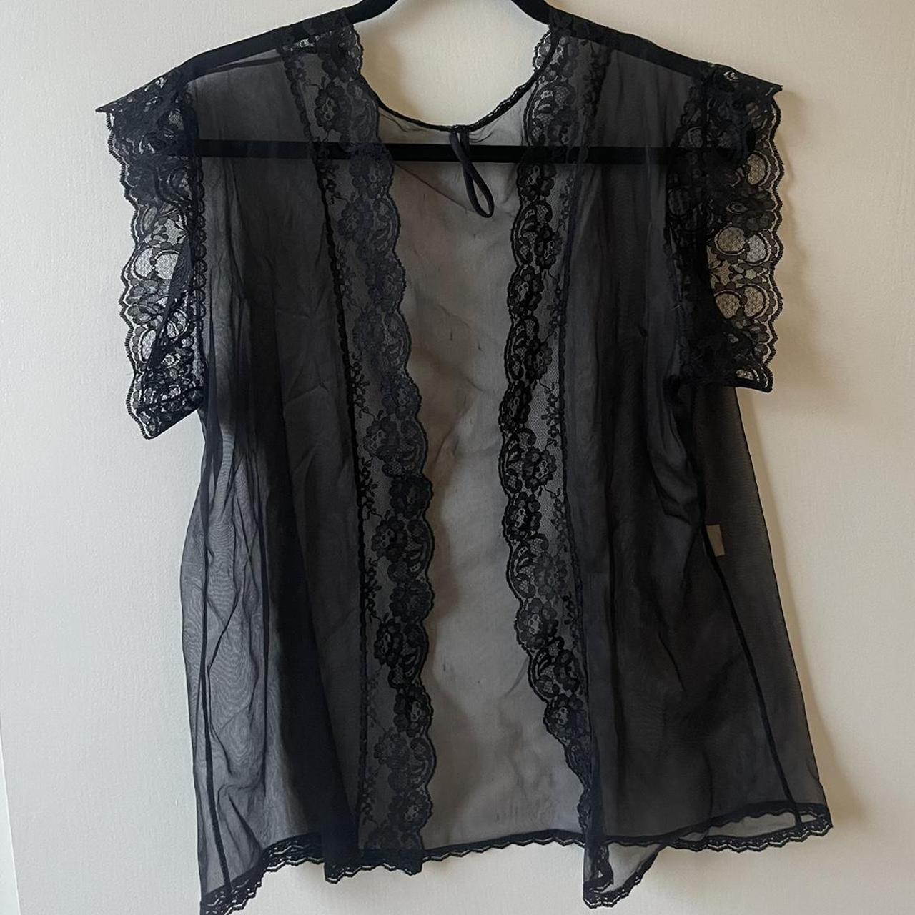lacey black shaw cover up top - Depop