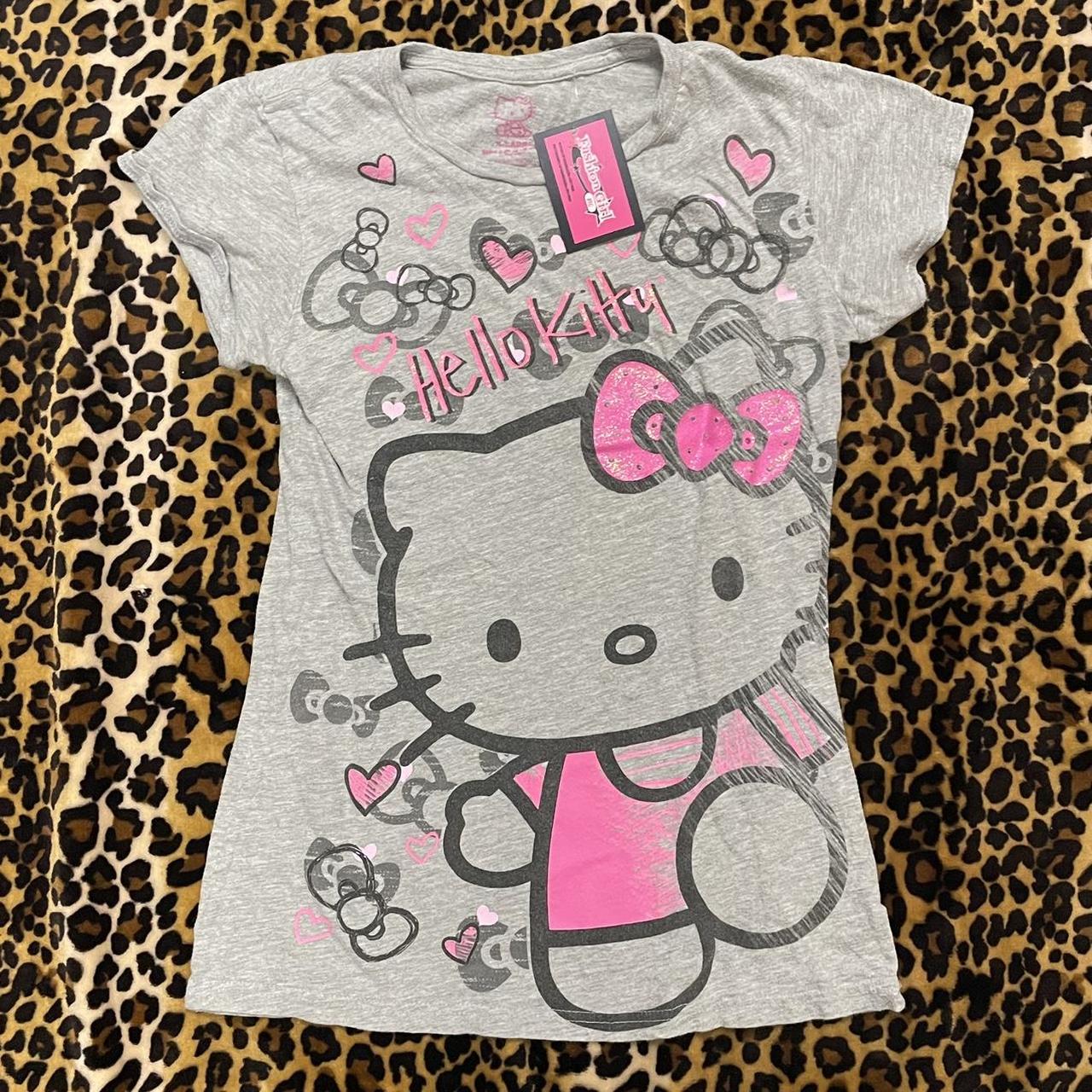 hello kitty graphic baby tee pink and gray... - Depop