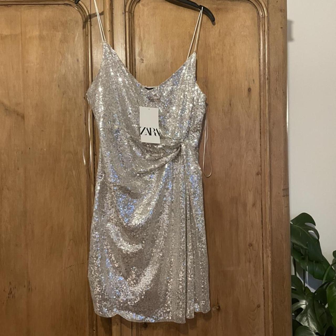 Zara Women's Silver Dress Depop