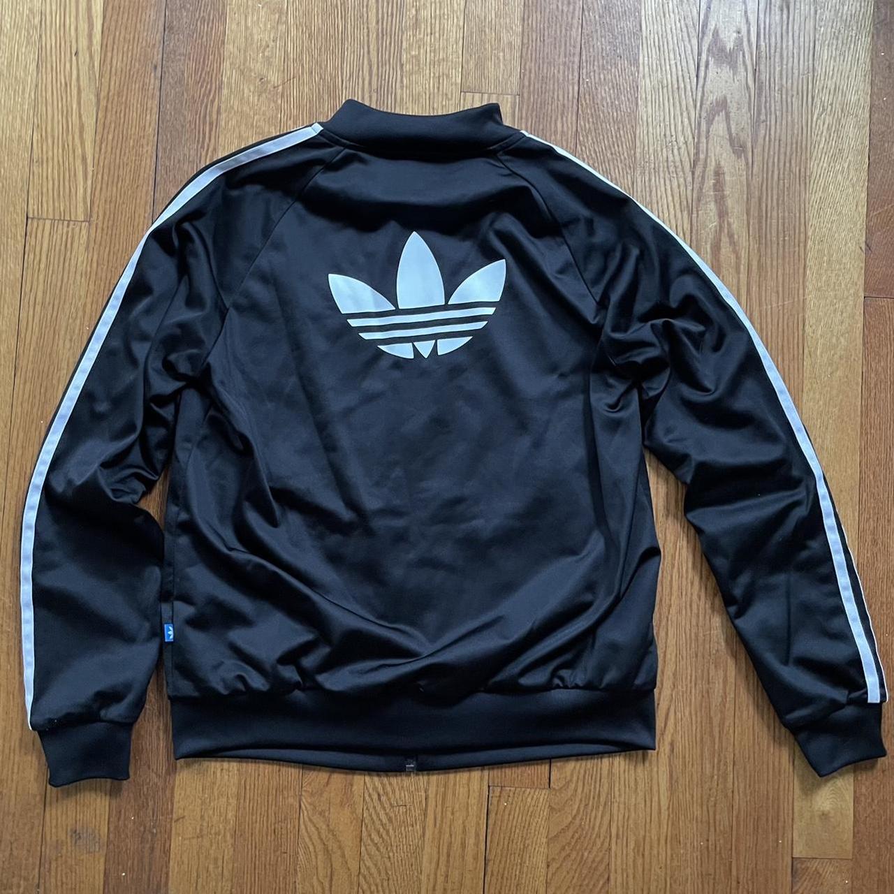 Adidas track jacket. Two zippered front pockets.... - Depop