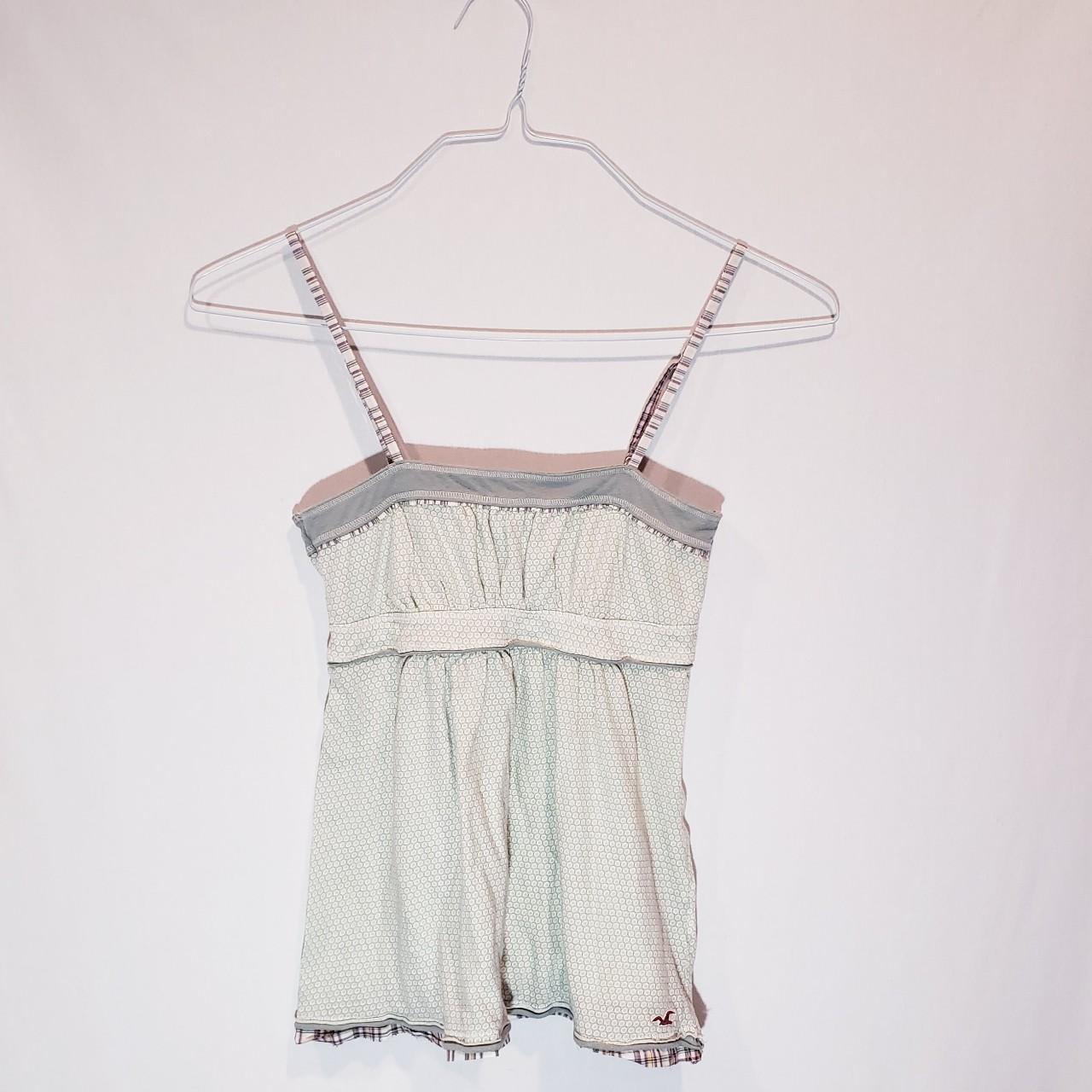 Y2k sage green Hollister babydoll cami! Plaid hem... Depop