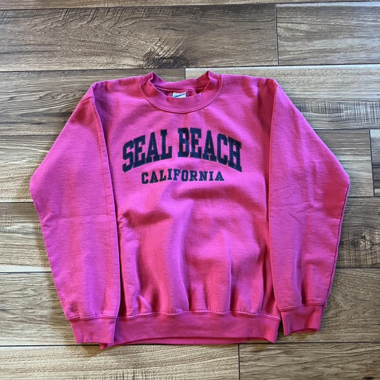 Y2k Seal Beach sweatshirt . Tagged small (20 x 23.5)... Depop