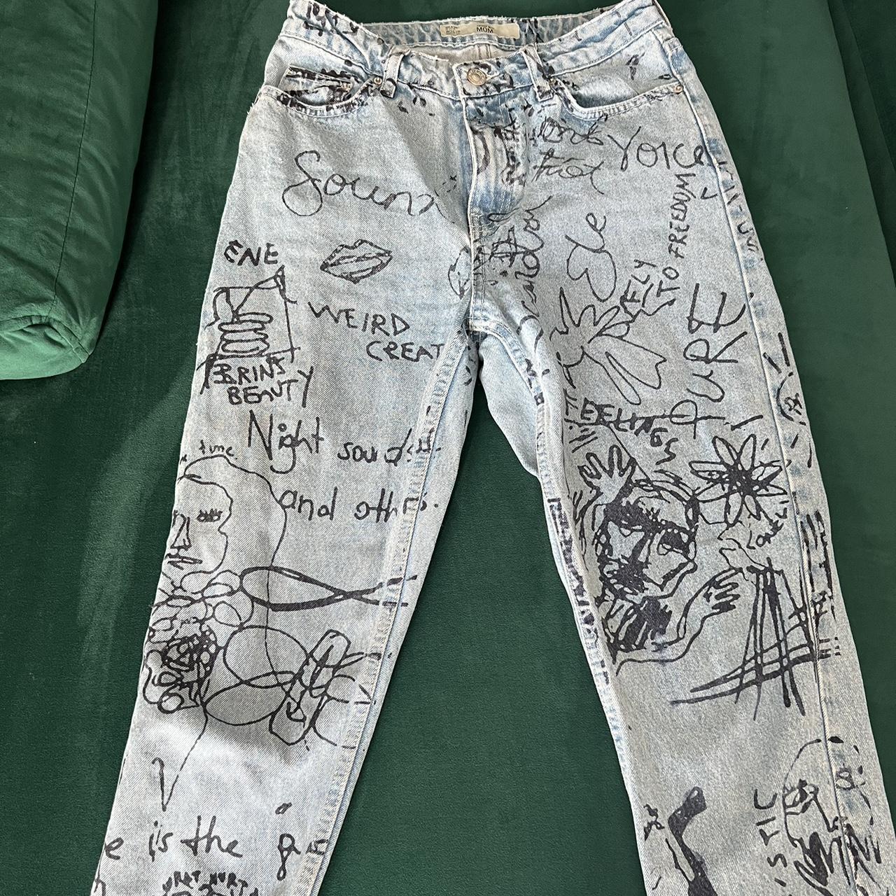 Topshop store graffiti jeans