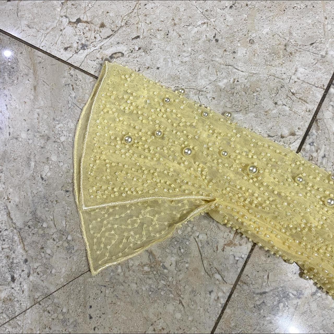 OH POLLY LONG SLEEVE DEEP PLUNGE CROP TOP IN YELLOW.... Depop