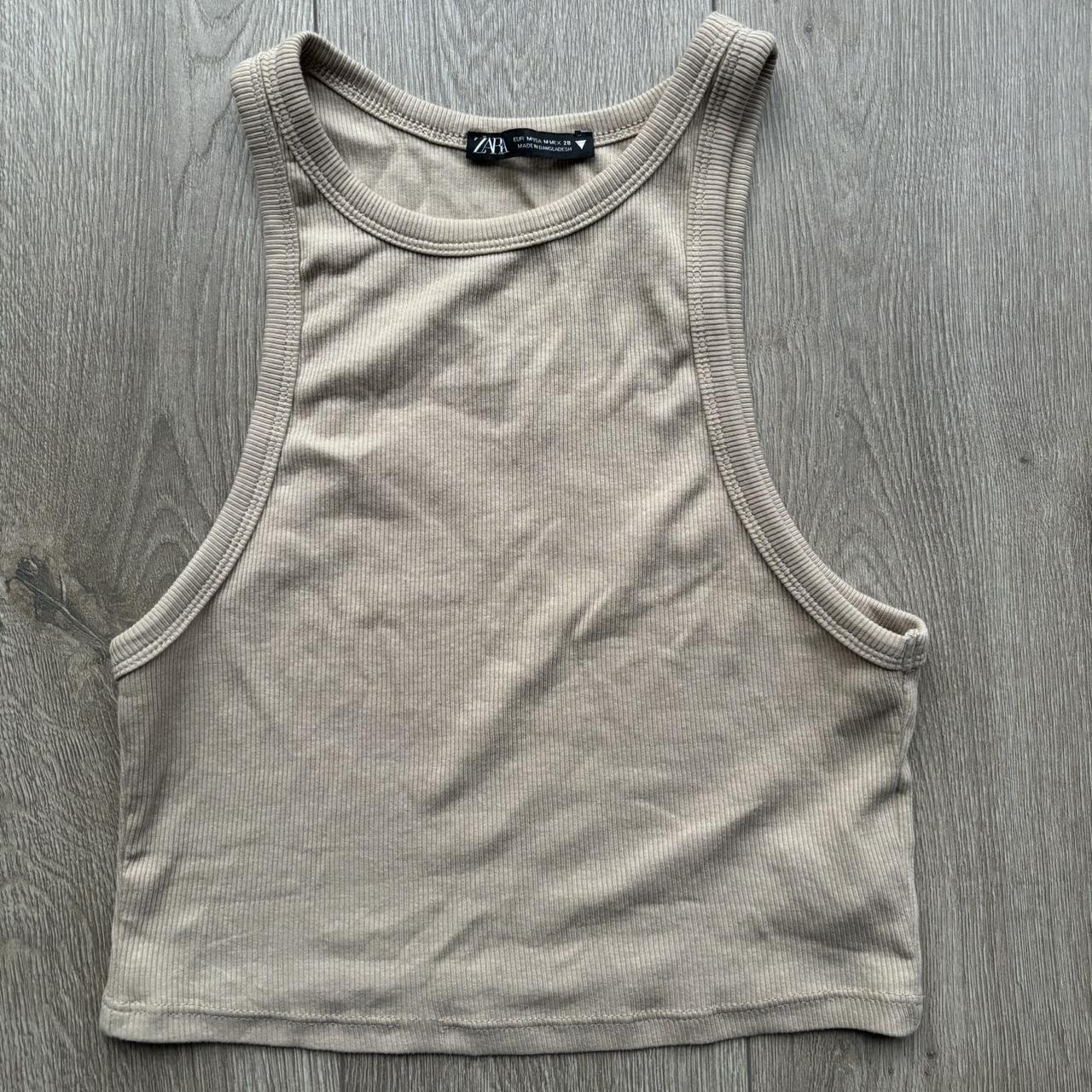 Zara crop top Racer style Hardly been worn #zara... - Depop