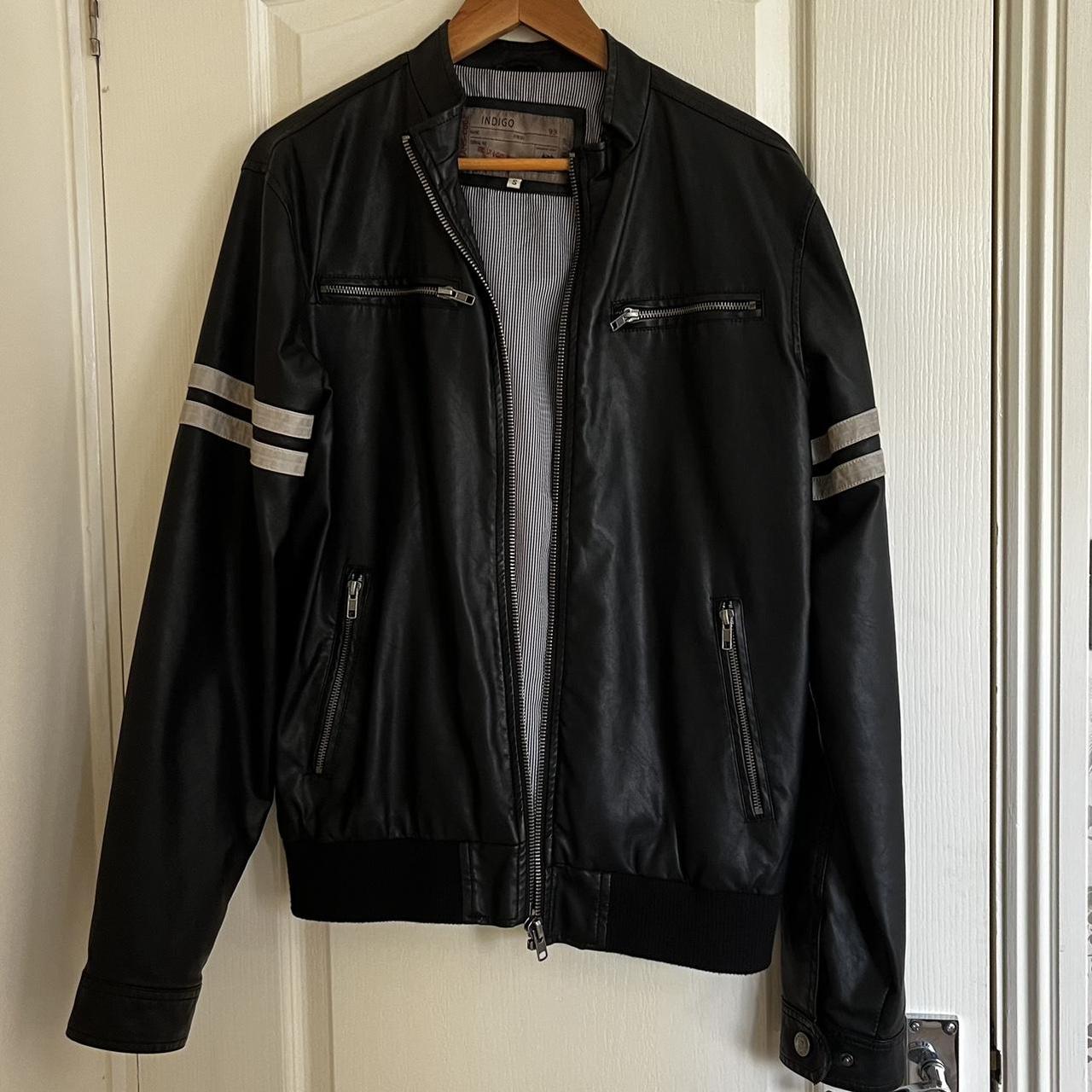 Biker Jacket - Faux leather Elasticated cuff on... - Depop