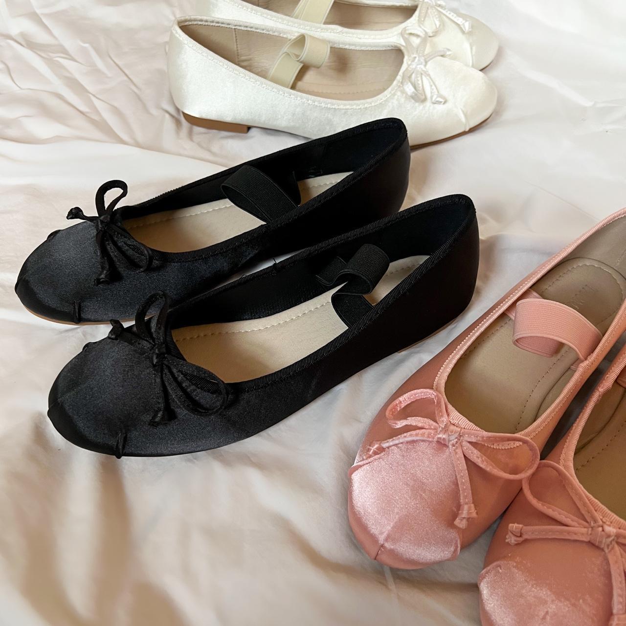 Satin ballet flats with elastic strap🤍 Also... Depop