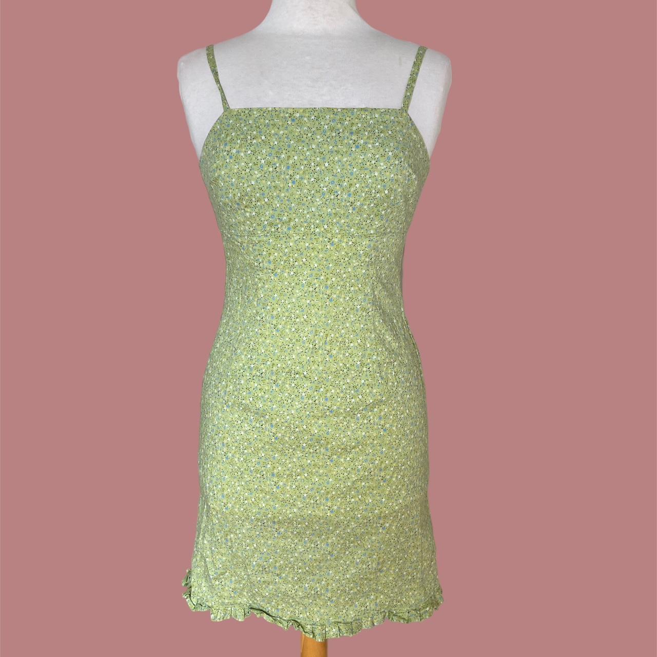 Express Women's Green and Yellow Dress Depop