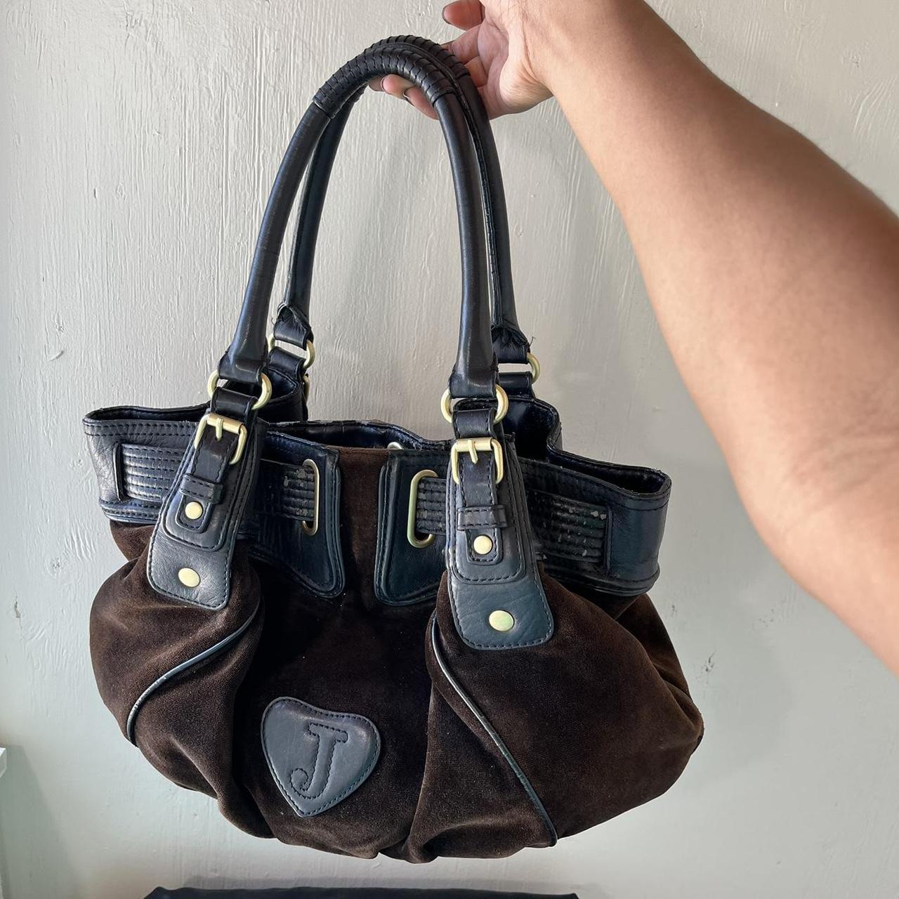 Juicy Couture Vintage Y2K Crest Black Velour J Bag Purse Handbag