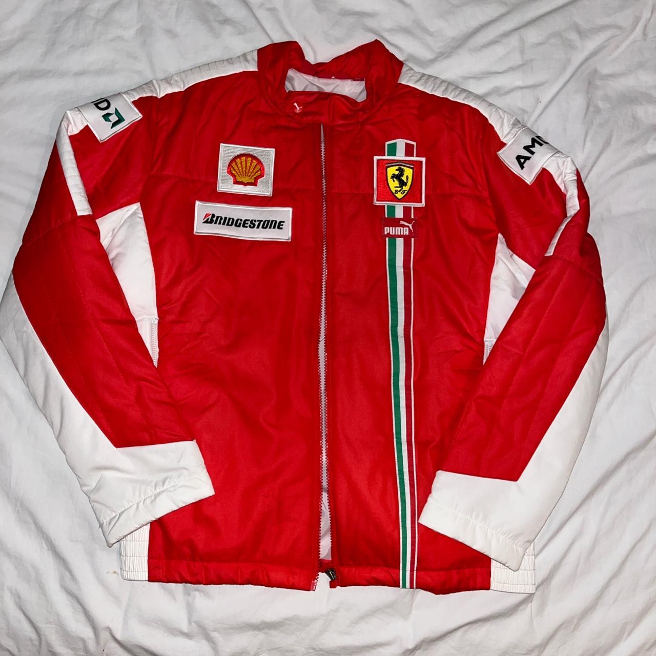 Ferrari Men's Red and White Coat | Depop
