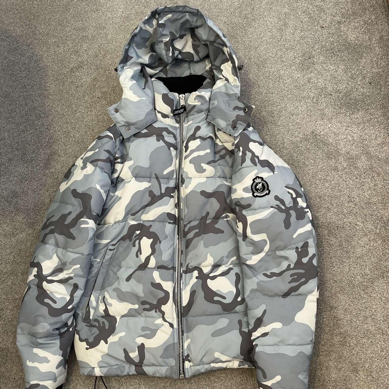 Benjart grey camo puffer jacket size: medium great... - Depop