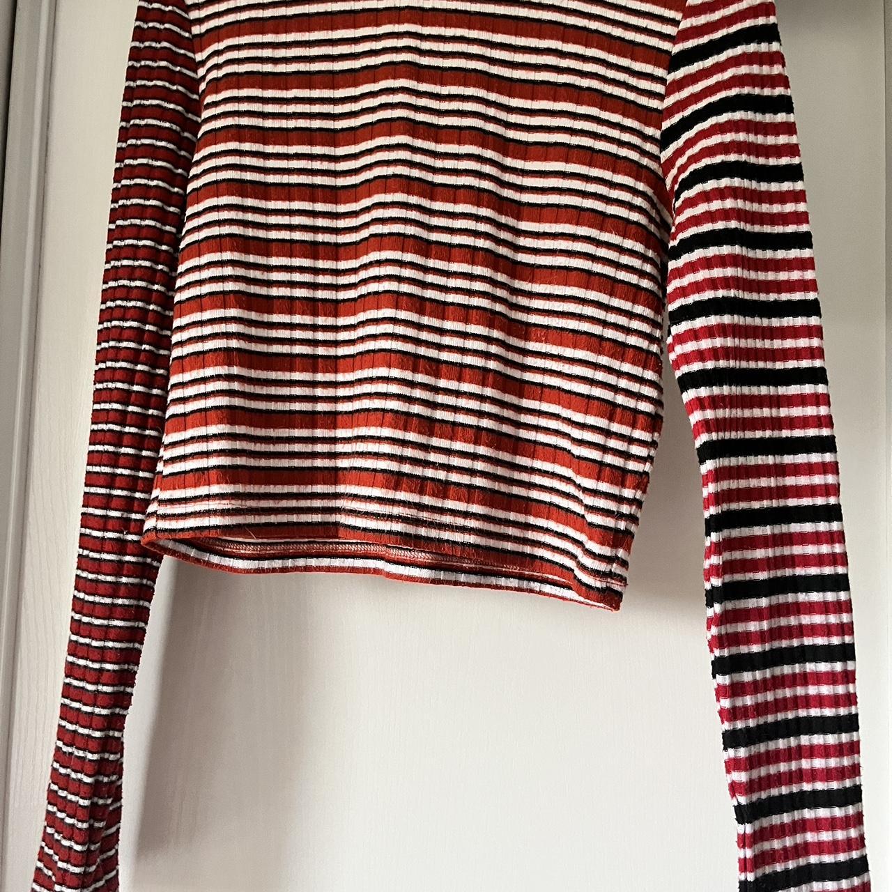 Topshop - red and black striped long sleeve too.... - Depop
