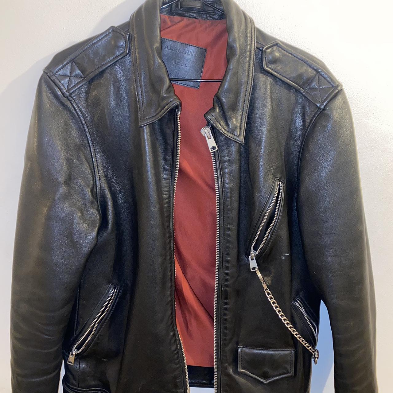 All saints leather jacket red lining best sale