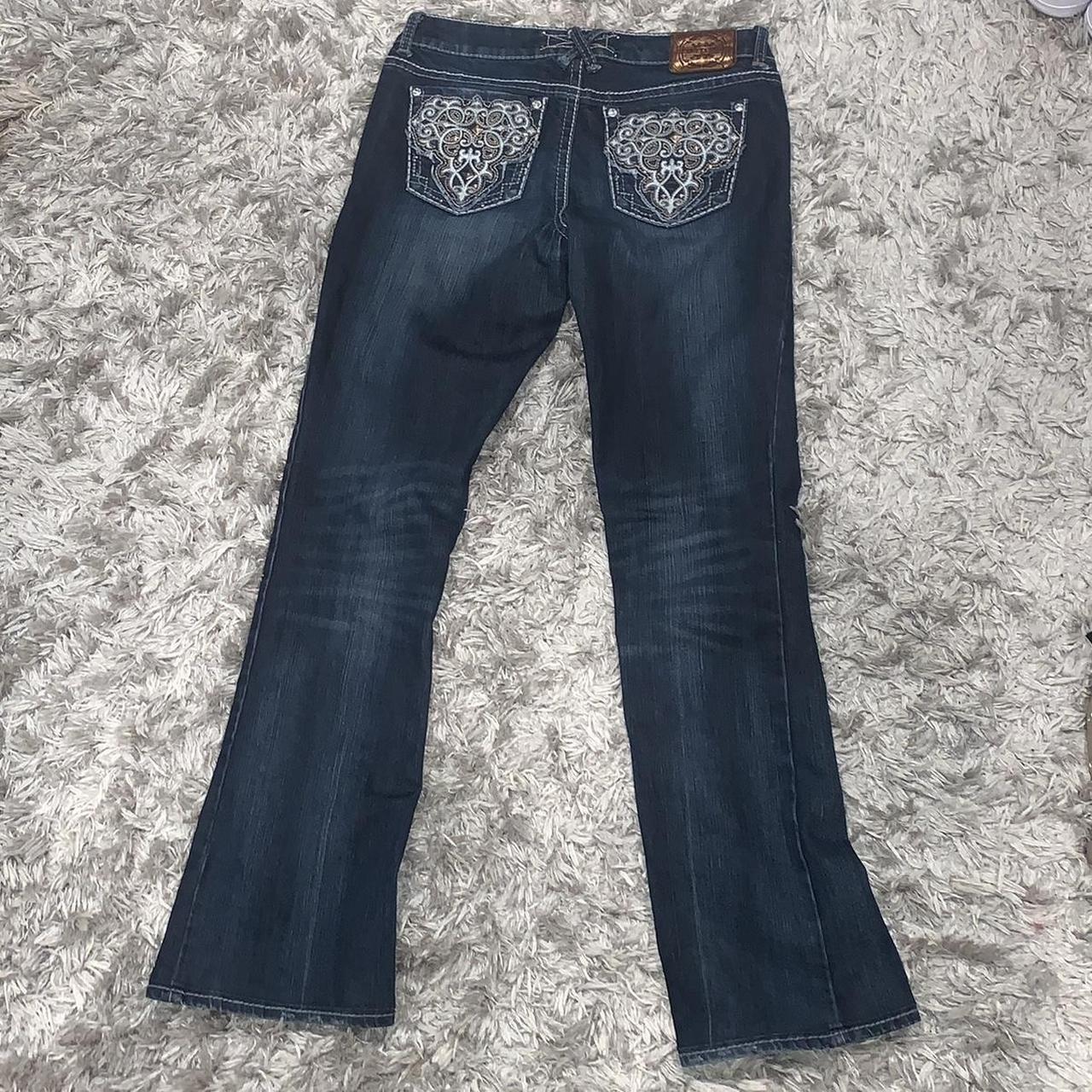 Miss Me Women's Navy and Blue Jeans | Depop
